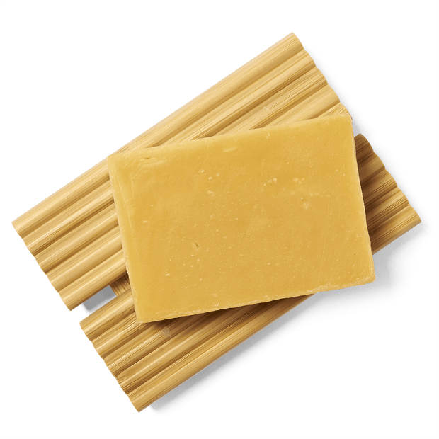 Lemongrass Soapy Suds on bamboo soap dish